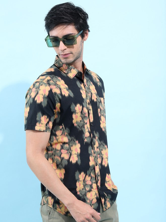 Highlander Men Black Printed Slim Fit Casual Shirt - Black - Image 5
