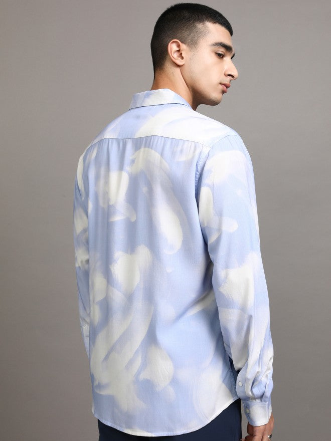 Highlander Men Blue Printed Slim Fit Casual Shirt - Blue - Image 3