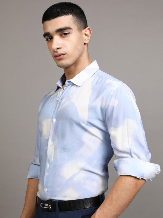 Highlander Men Blue Printed Slim Fit Casual Shirt - Blue - Image 4