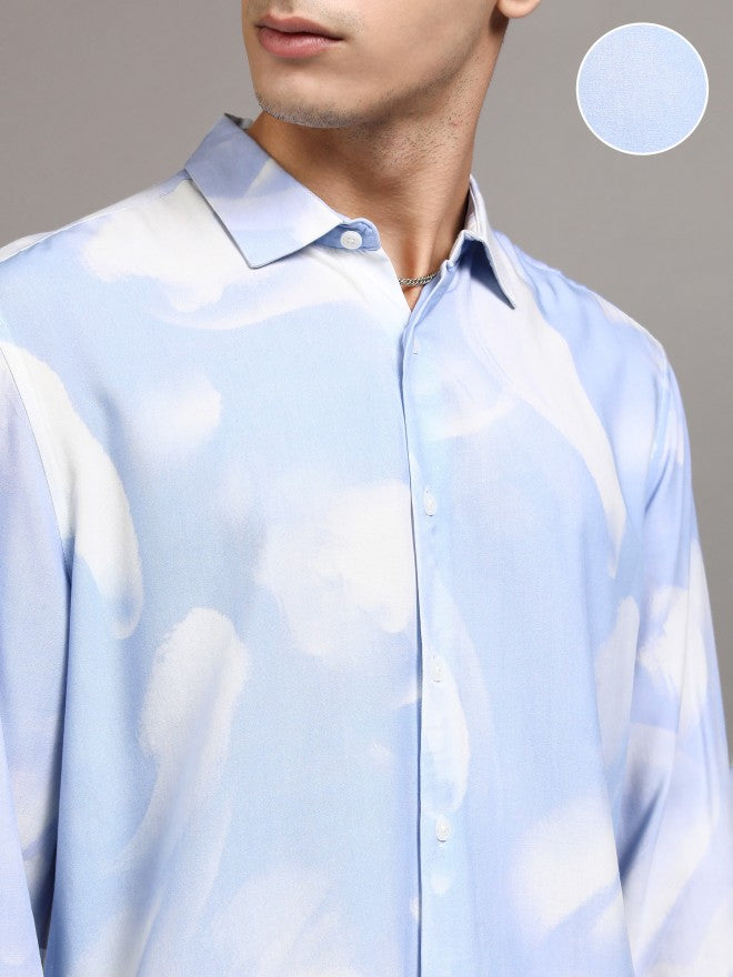 Highlander Men Blue Printed Slim Fit Casual Shirt - Blue - Image 5