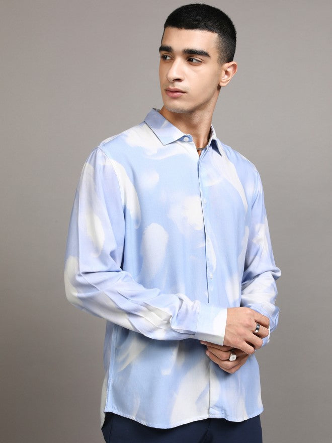 Highlander Men Blue Printed Slim Fit Casual Shirt - Blue - Image 6