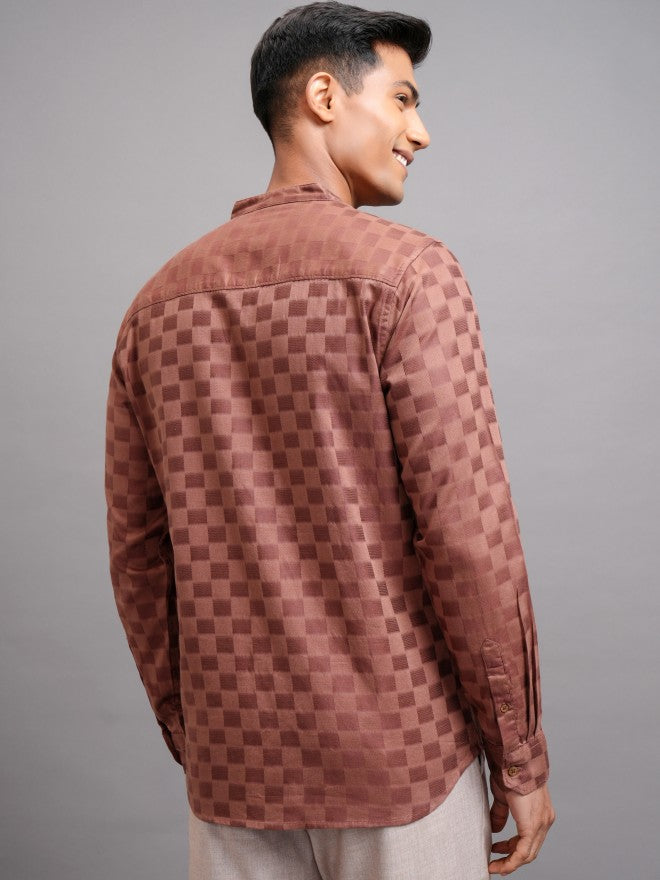 Highlander Men Brown Checked Regular Fit Casual Shirts - Brown - Image 3