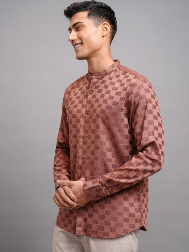 Highlander Men Brown Checked Regular Fit Casual Shirts - Brown - Image 4