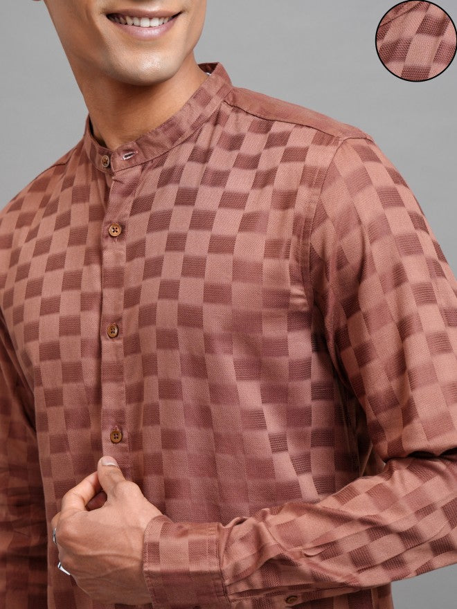 Highlander Men Brown Checked Regular Fit Casual Shirts - Brown - Image 5