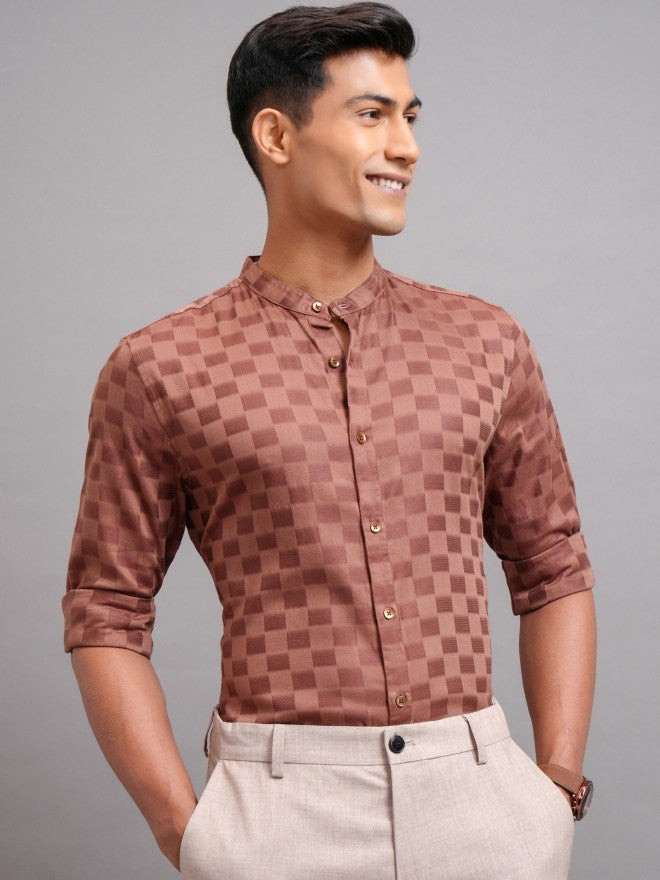 Highlander Men Brown Checked Regular Fit Casual Shirts - Brown - Image 6