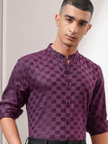 Highlander Men Purple Checked Regular Fit Casual Shirt - Purple - Image 1