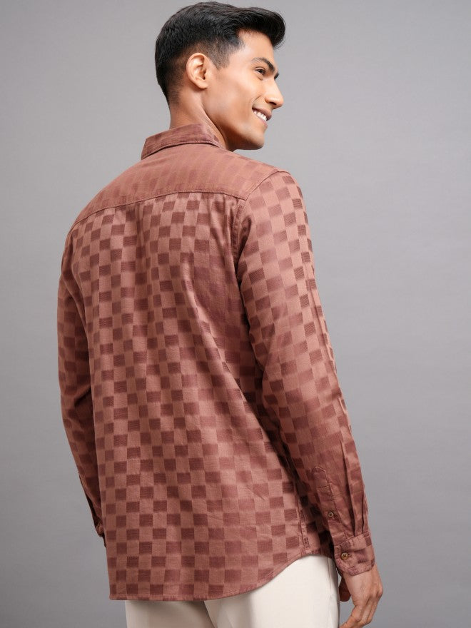 Highlander Men Brown Checked Regular Fit Casual Shirts - Brown - Image 3