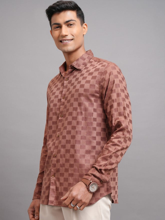 Highlander Men Brown Checked Regular Fit Casual Shirts - Brown - Image 4