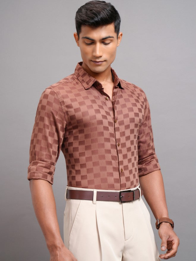 Highlander Men Brown Checked Regular Fit Casual Shirts - Brown - Image 6
