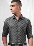 Highlander Men Charcoal Checked Regular Fit Casual Shirt - Charcoal - Image 1