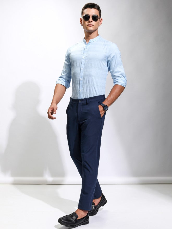 Highlander Men Blue Striped Regular Fit Casual Shirt - Blue - Image 2