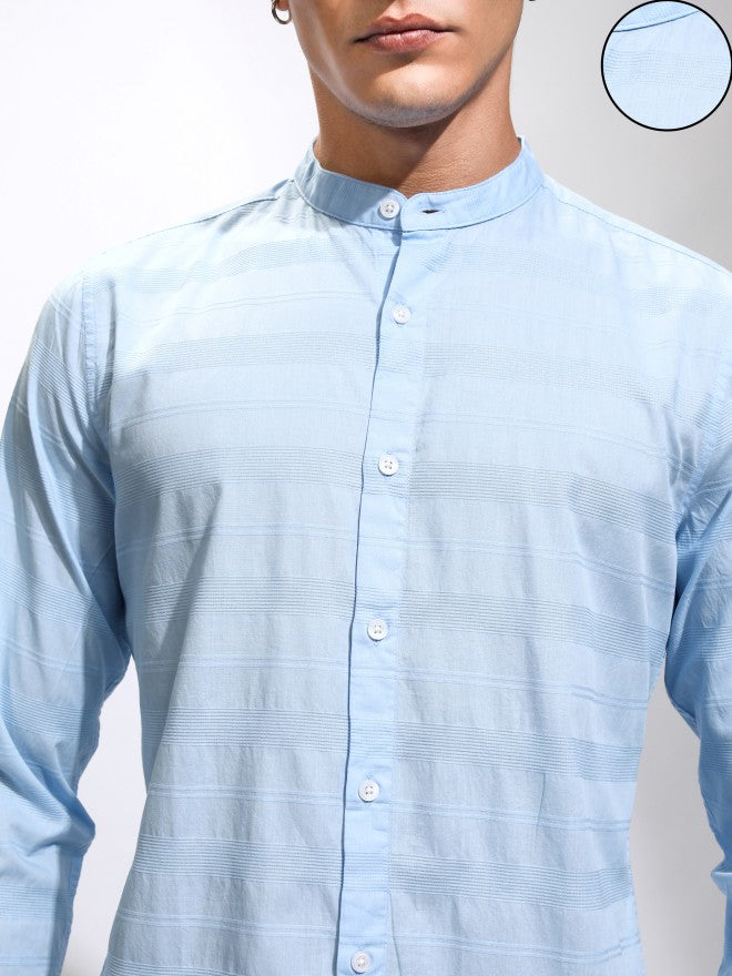Highlander Men Blue Striped Regular Fit Casual Shirt - Blue - Image 5