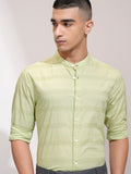 Highlander Men Green Striped Regular Fit Casual Shirt - Green - Image 1