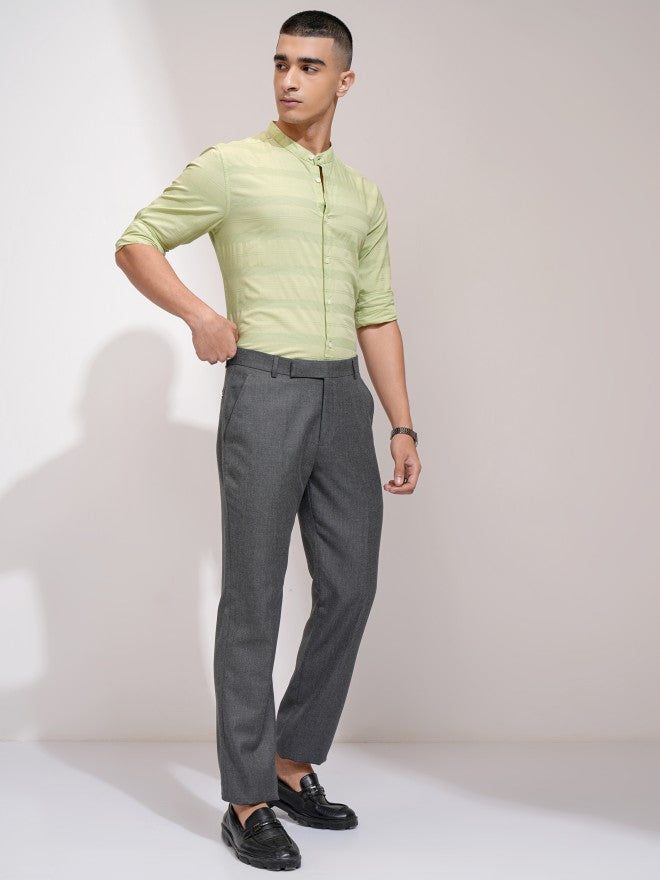 Highlander Men Green Striped Regular Fit Casual Shirt - Green - Image 2