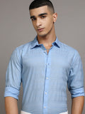 Highlander Men Blue Striped Regular Fit Casual Shirts - Blue - Image 1