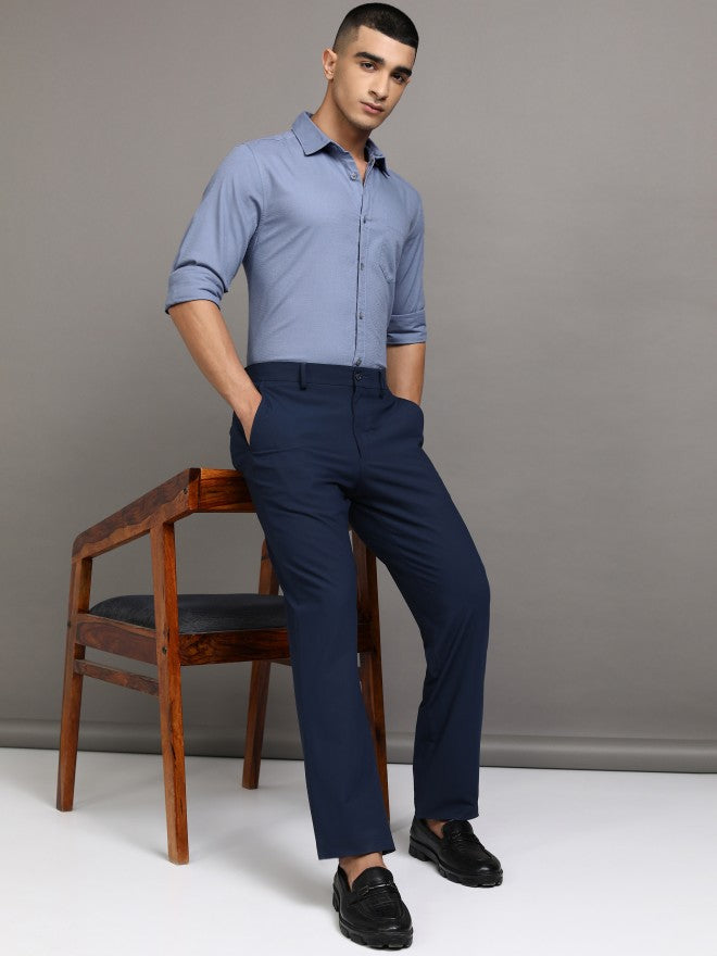 Highlander Men Blue Textured Regular Fit Casual Shirts - Blue - Image 2