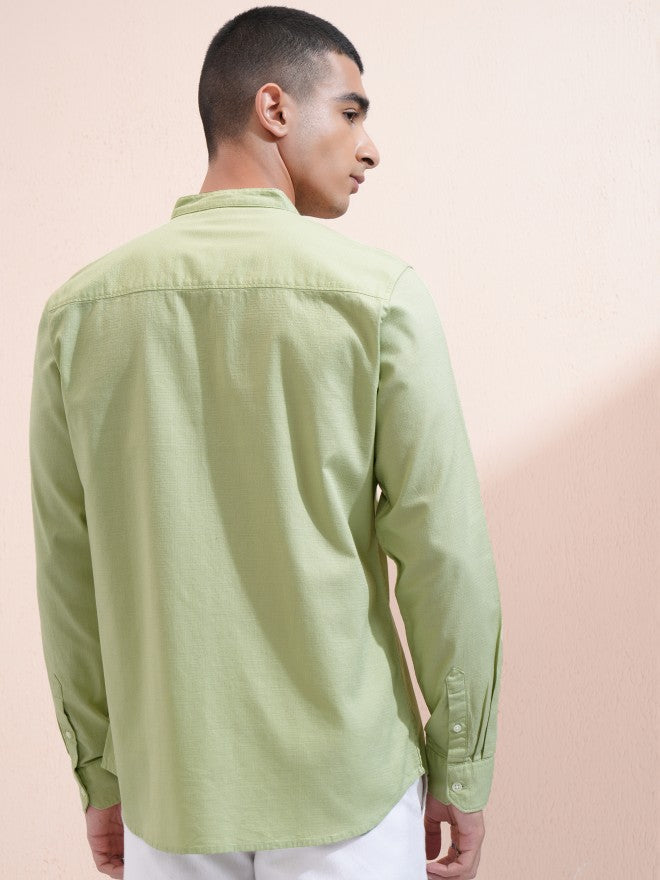 Highlander Men Green Solid Regular Fit Casual Shirt - Green - Image 3