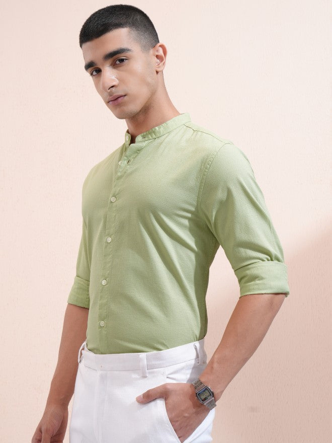 Highlander Men Green Solid Regular Fit Casual Shirt - Green - Image 4