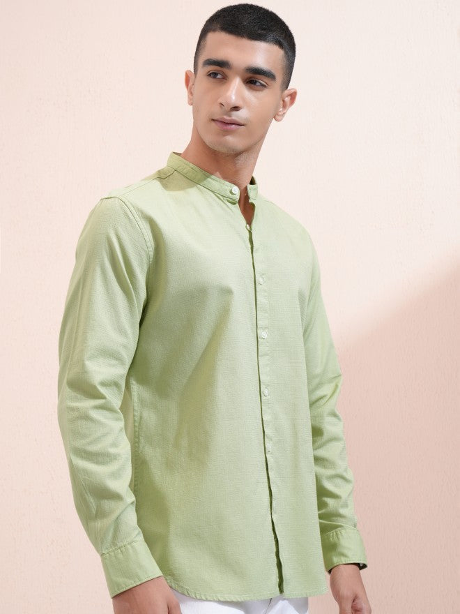 Highlander Men Green Solid Regular Fit Casual Shirt - Green - Image 6
