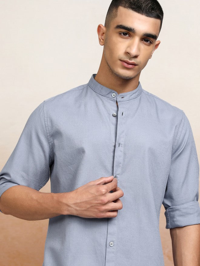 Highlander Men Blue Solid Regular Fit Casual Shirts - Blue - Image 1