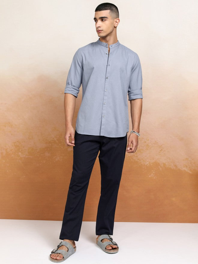 Highlander Men Blue Solid Regular Fit Casual Shirts - Blue - Image 2