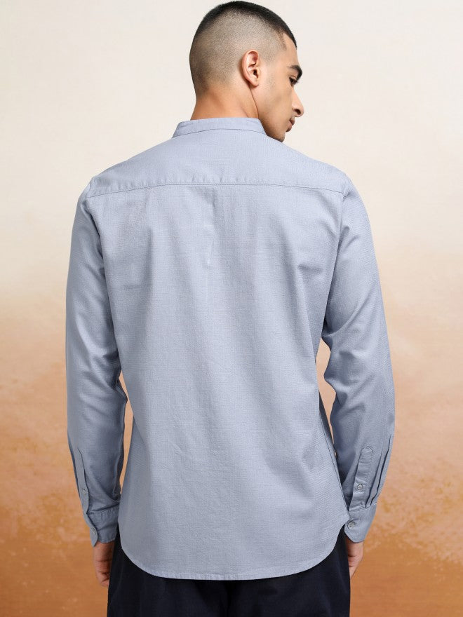 Highlander Men Blue Solid Regular Fit Casual Shirts - Blue - Image 3
