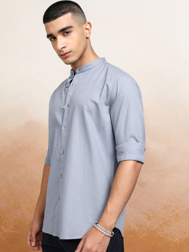 Highlander Men Blue Solid Regular Fit Casual Shirts - Blue - Image 4