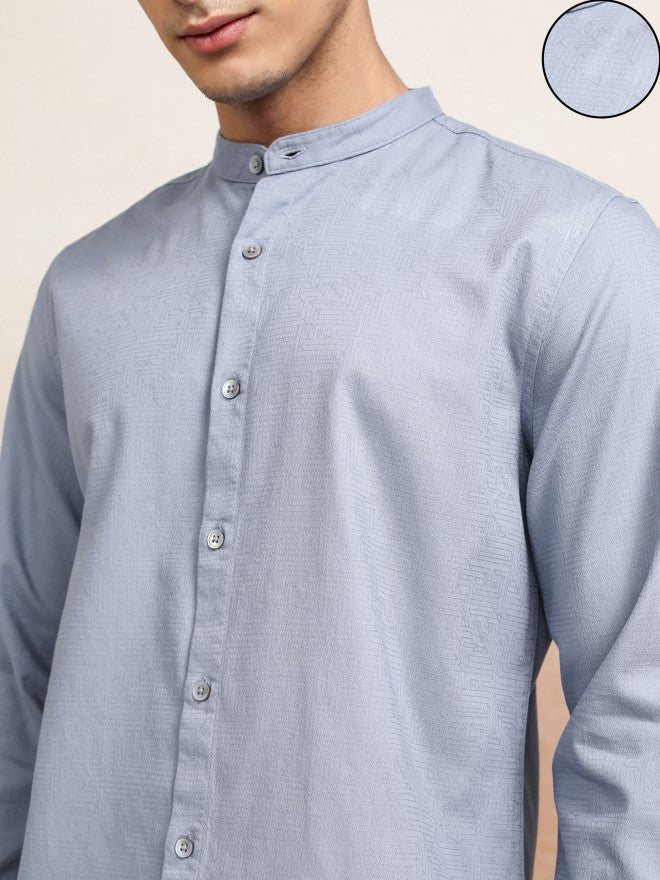 Highlander Men Blue Solid Regular Fit Casual Shirts - Blue - Image 5