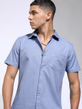 Highlander Men Blue Self Design Regular Fit Casual Shirt - Blue - Image 1