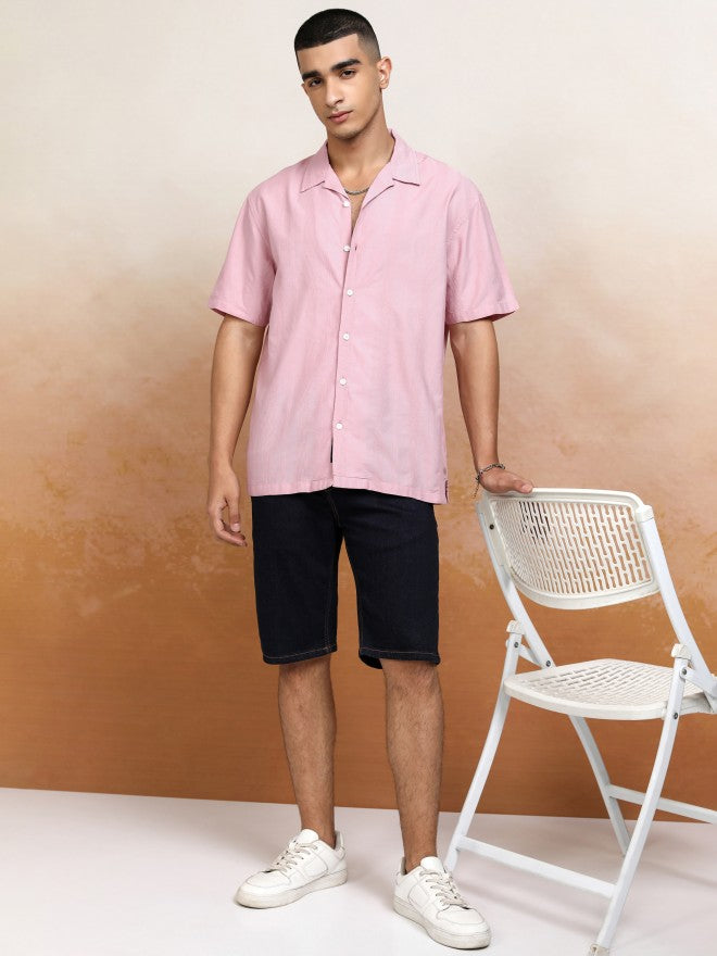 Highlander Men Pink Striped Relaxed Fit Casual Shirt - Pink - Image 2