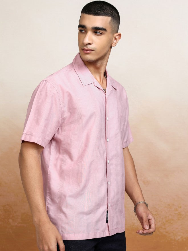 Highlander Men Pink Striped Relaxed Fit Casual Shirt - Pink - Image 6