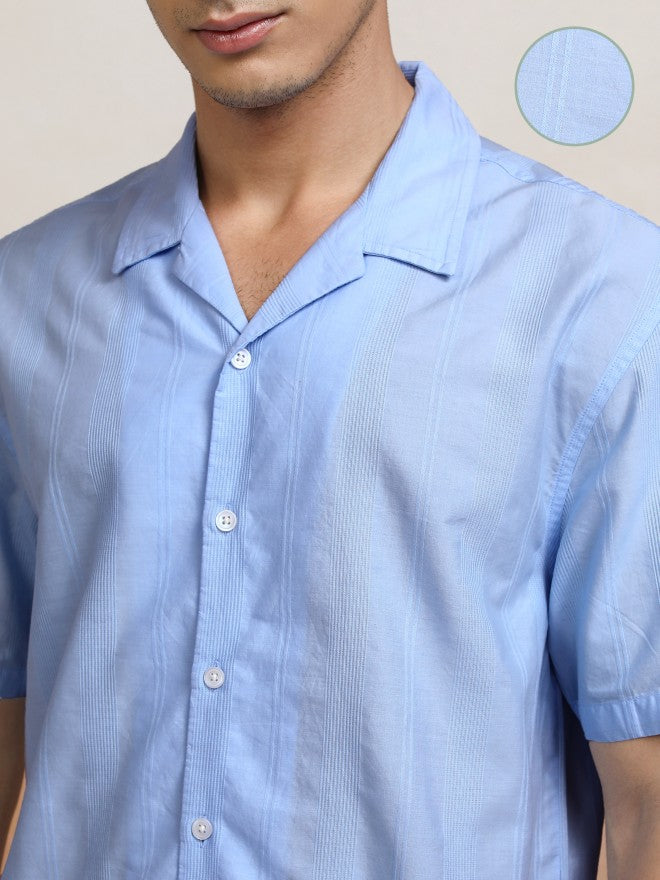 Highlander Men Blue Striped Relaxed Fit Casual Shirt - Blue - Image 5