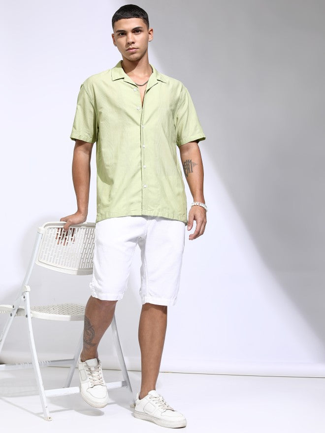 Highlander Men Green Striped Relaxed Fit Casual Shirt - Green - Image 2
