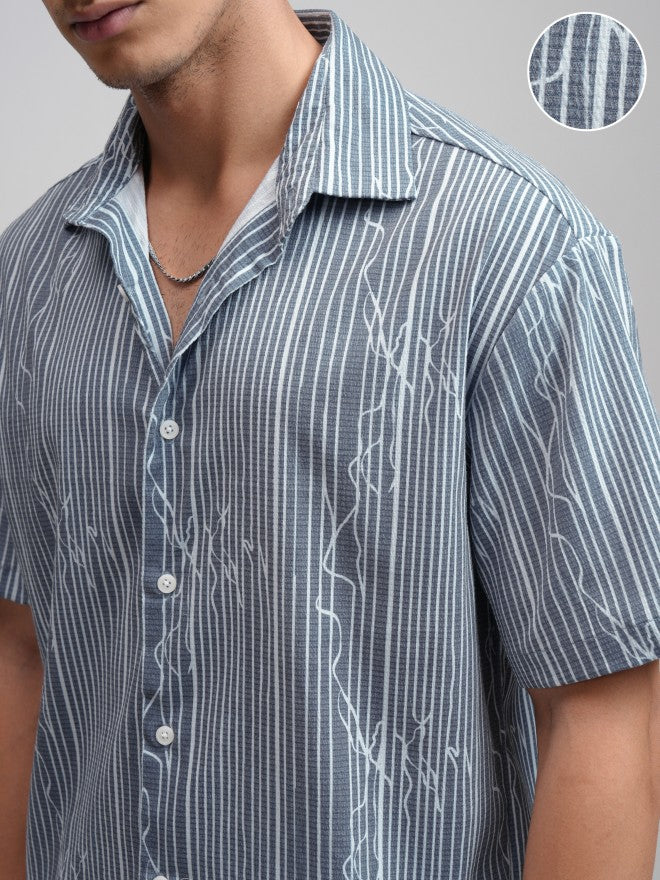 Highlander Men Grey Textured Relaxed Fit Casual Shirt - Grey - Image 5