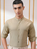 Highlander Men Khaki Striped Regular Fit Casual Shirt - Khaki - Image 1