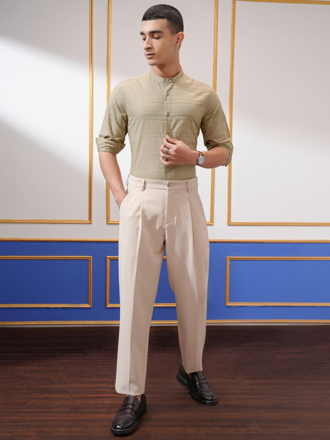Highlander Men Khaki Striped Regular Fit Casual Shirt - Khaki - Image 2