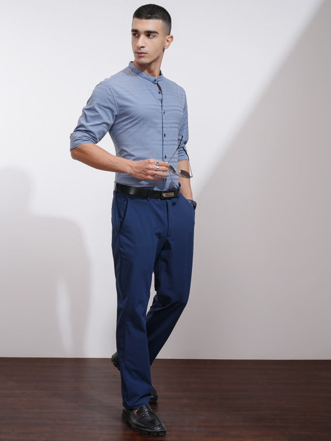Highlander Men Blue Striped Regular Fit Casual Shirt - Blue - Image 2