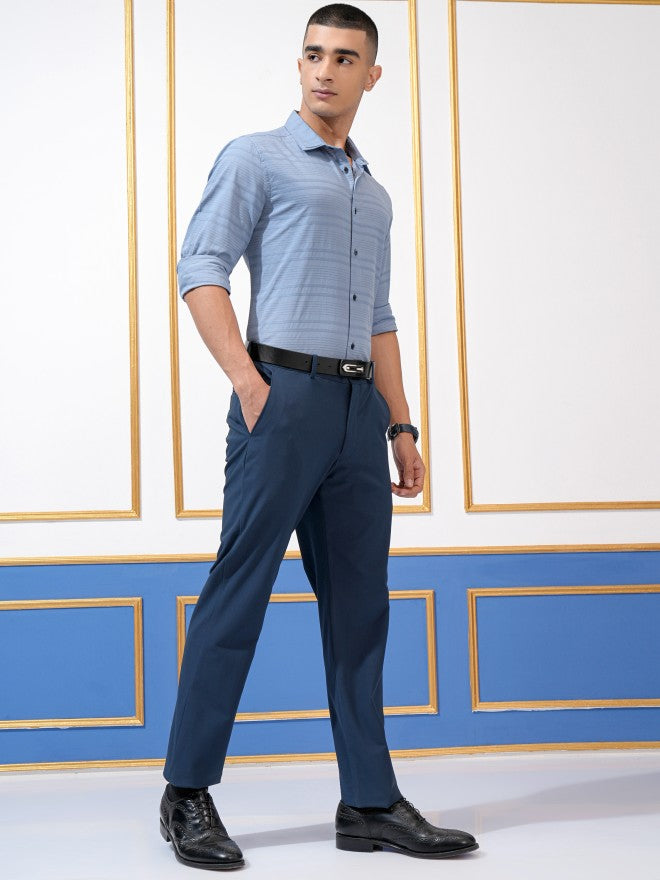 Highlander Men Blue Striped Regular Fit Casual Shirt - Blue - Image 2