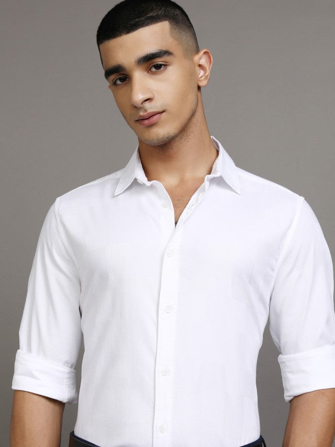 Highlander Men White Solid Slim Fit Casual Shirt - White - Image 1