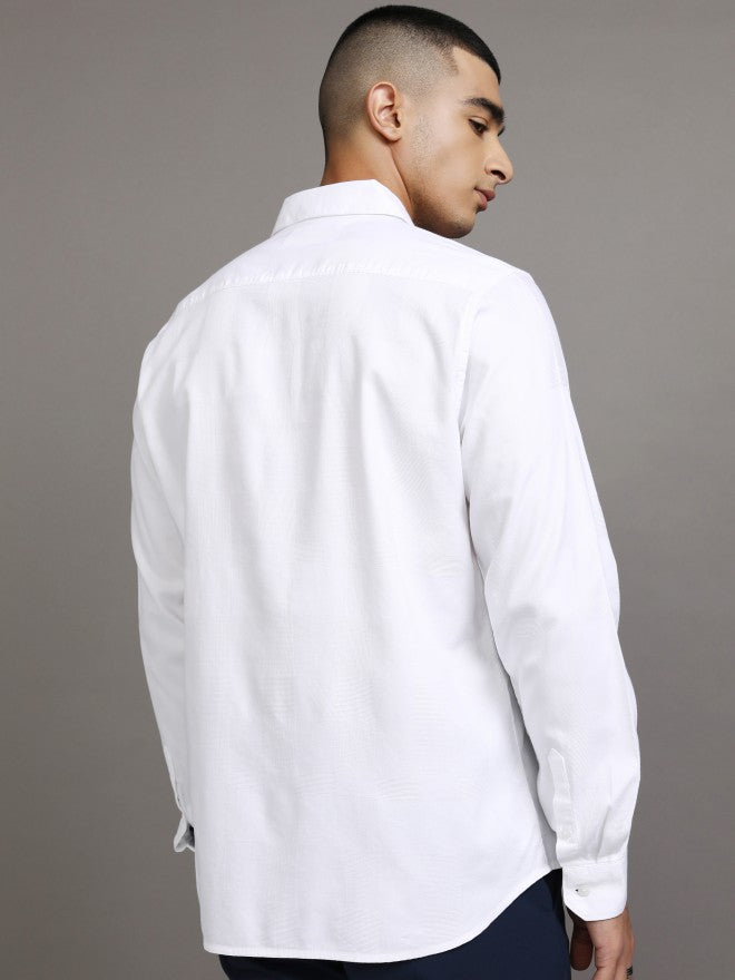Highlander Men White Solid Slim Fit Casual Shirt - White - Image 3