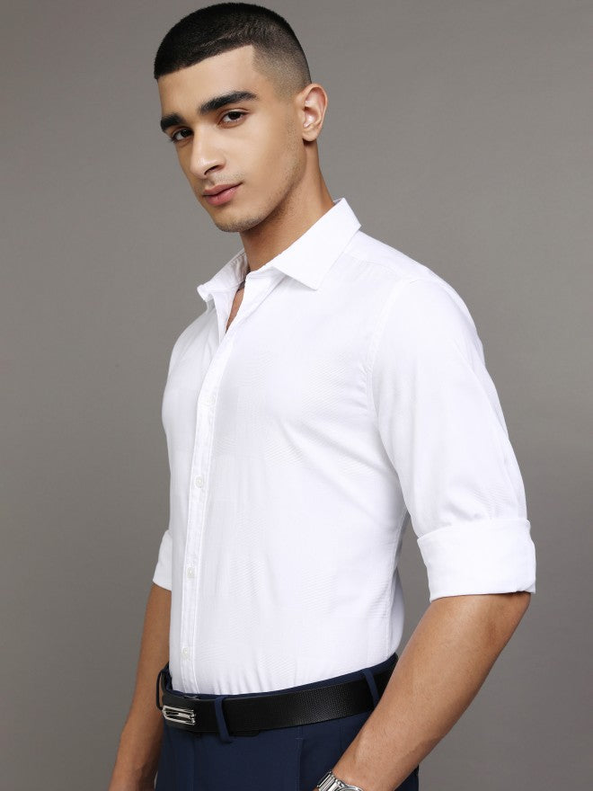 Highlander Men White Solid Slim Fit Casual Shirt - White - Image 4