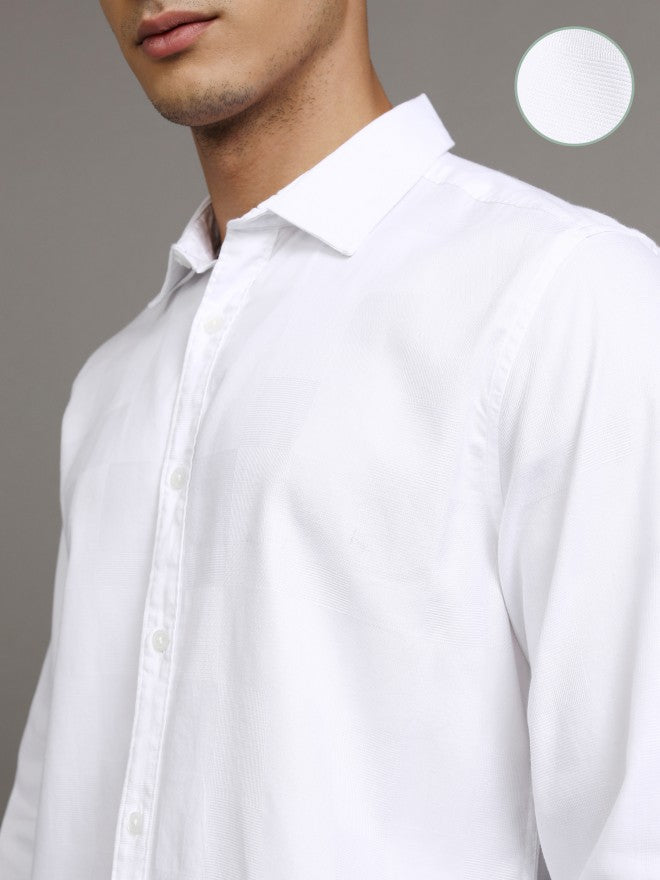 Highlander Men White Solid Slim Fit Casual Shirt - White - Image 5