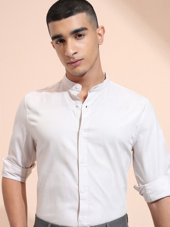 Highlander Men Pink Textured Regular Fit Casual Shirt - Pink - Image 1