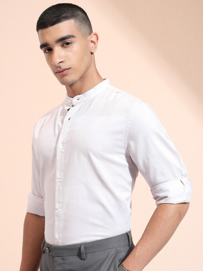Highlander Men Pink Textured Regular Fit Casual Shirt - Pink - Image 4
