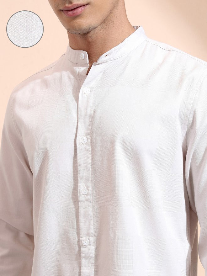 Highlander Men Pink Textured Regular Fit Casual Shirt - Pink - Image 5