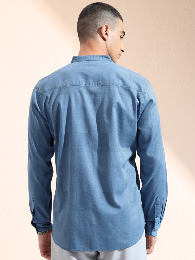 Highlander Men Blue Checked Regular Fit Casual Shirt - Blue - Image 3