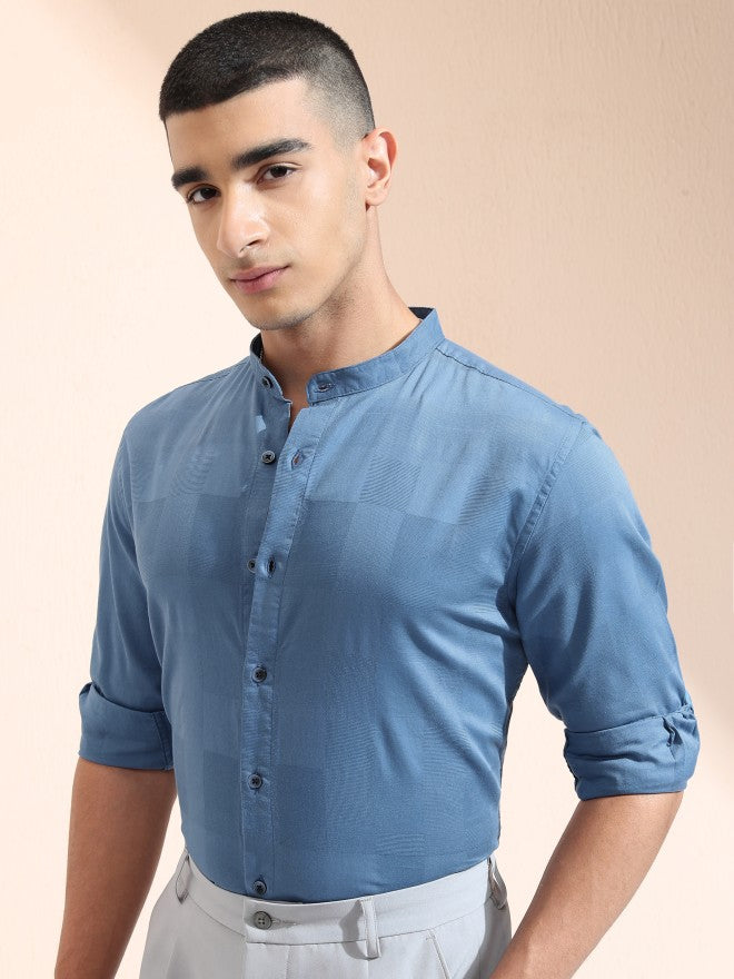 Highlander Men Blue Checked Regular Fit Casual Shirt - Blue - Image 4