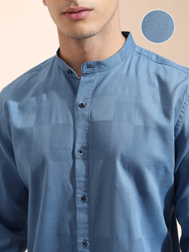 Highlander Men Blue Checked Regular Fit Casual Shirt - Blue - Image 5