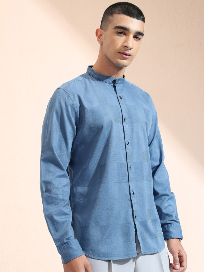 Highlander Men Blue Checked Regular Fit Casual Shirt - Blue - Image 6