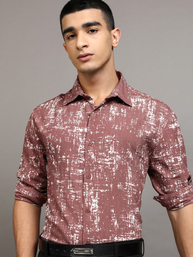 Highlander Men Brown Printed Relaxed Fit Casual Shirt - Brown - Image 1